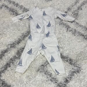 Sailboat Print Kids Matching Set Footies